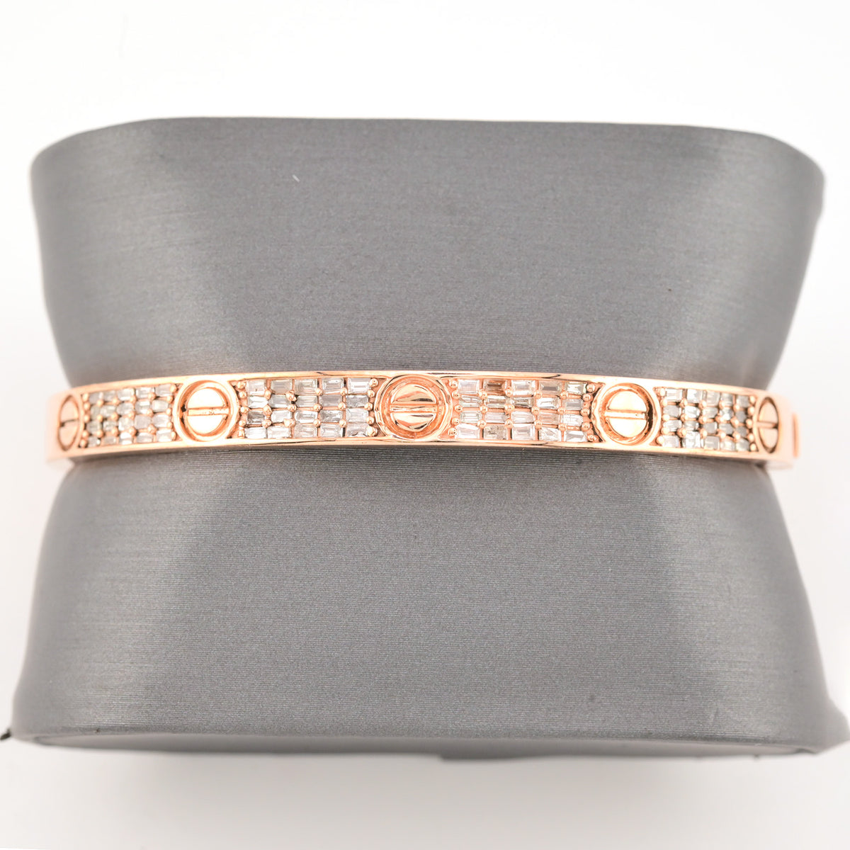 5MM 10k Rose Gold 2.5CTW Natural Pave Diamond 16.7g Love Bangle For Womens
