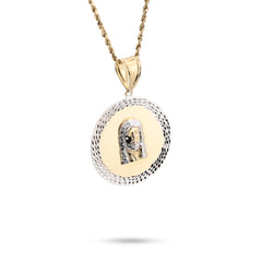 1/10th 10k Gold Bonded 925 Two Tone Jesus Head Medallion Pendant 4.7g Mens Charm