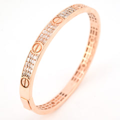 5MM 10k Rose Gold 2.5CTW Natural Pave Diamond 16.7g Love Bangle For Womens