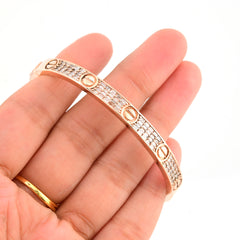 5MM 10k Rose Gold 2.5CTW Natural Pave Diamond 16.7g Love Bangle For Womens