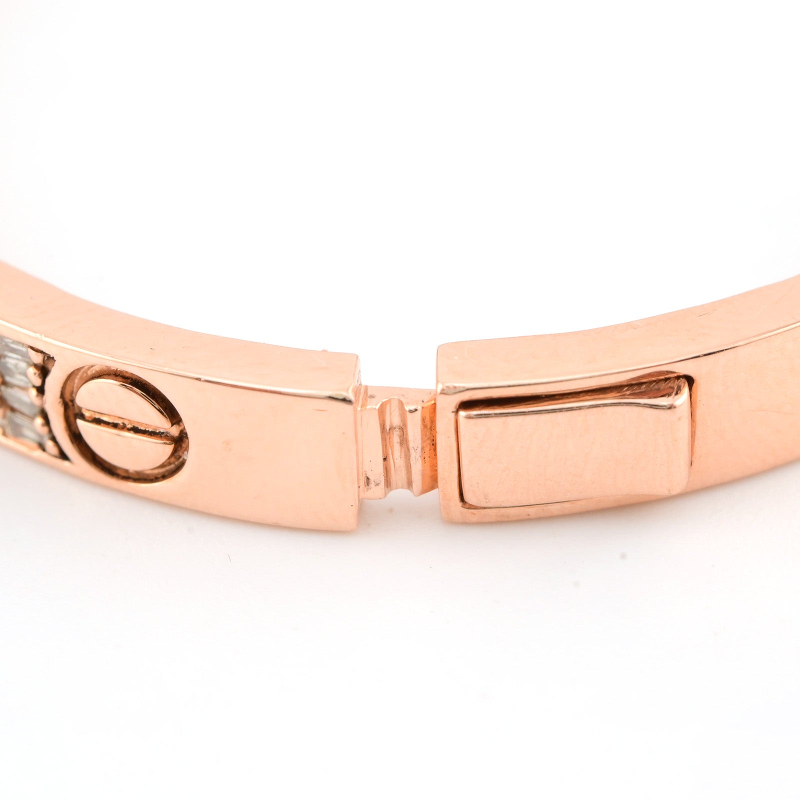 5MM 10k Rose Gold 2.5CTW Natural Pave Diamond 16.7g Love Bangle For Womens