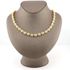 8MM 10k Yellow Gold 12CTW Baguette Diamond Square Tennis Chain 35.7g 21.5 Inches