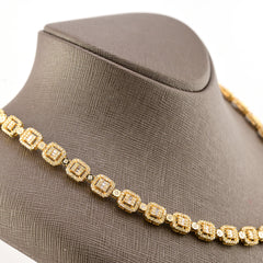 8MM 10k Yellow Gold 12CTW Baguette Diamond Square Tennis Chain 35.7g 21.5 Inches