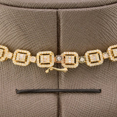 8MM 10k Yellow Gold 12CTW Baguette Diamond Square Tennis Chain 35.7g 21.5 Inches