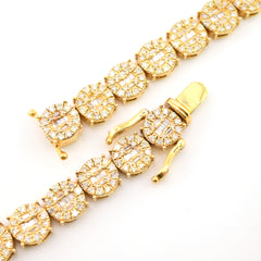 8MM 10k Yellow Gold 20 Inch 18CTW Round/Baguette Diamond Tennis Chain 58.3gms