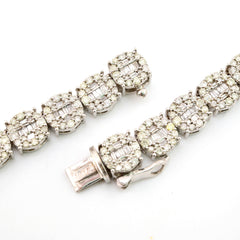 7MM 10k White Gold 16CTW Natural Round/Baguette Diamond 47.5g 20In Tennis Chain