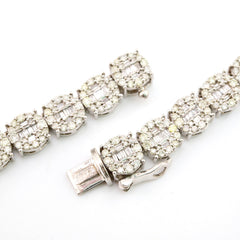7MM 10k White Gold 16CTW Natural Round/Baguette Diamond 47.5g 20In Tennis Chain