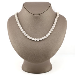 7MM 10k White Gold 16CTW Natural Round/Baguette Diamond 47.5g 20In Tennis Chain