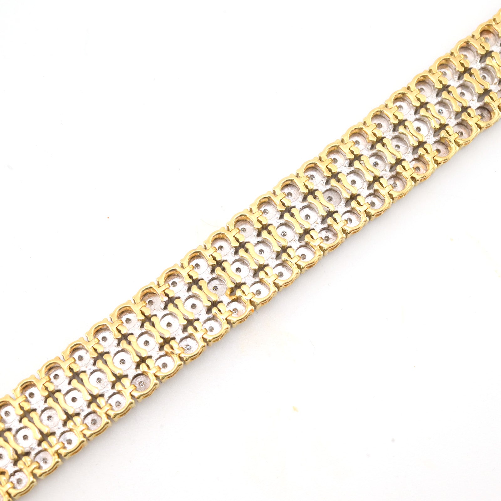 9MM 10k Yellow Gold 2CTW Natural Triple Row Diamond 24g Tennis Bracelet 8 Inch