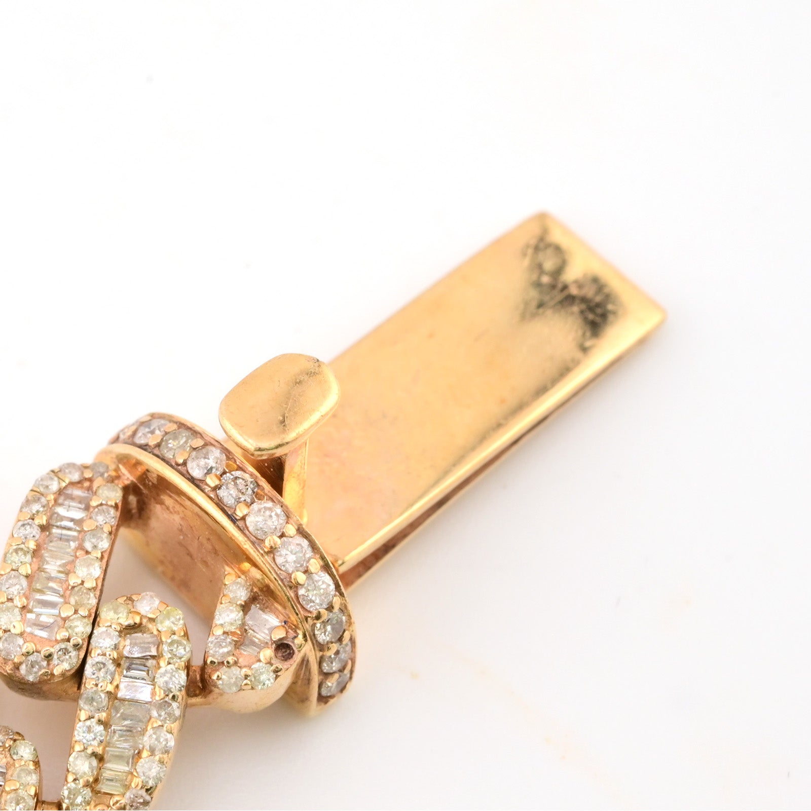 13MM 10k Yellow Gold 12CTW Pure Round/Baguette Diamond 55.7g 8In Cuban Bracelet