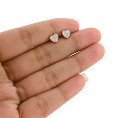 10k Yellow Gold 0.10 CTW Natural Diamond Heart Shaped Earring Womens 1gm Studs
