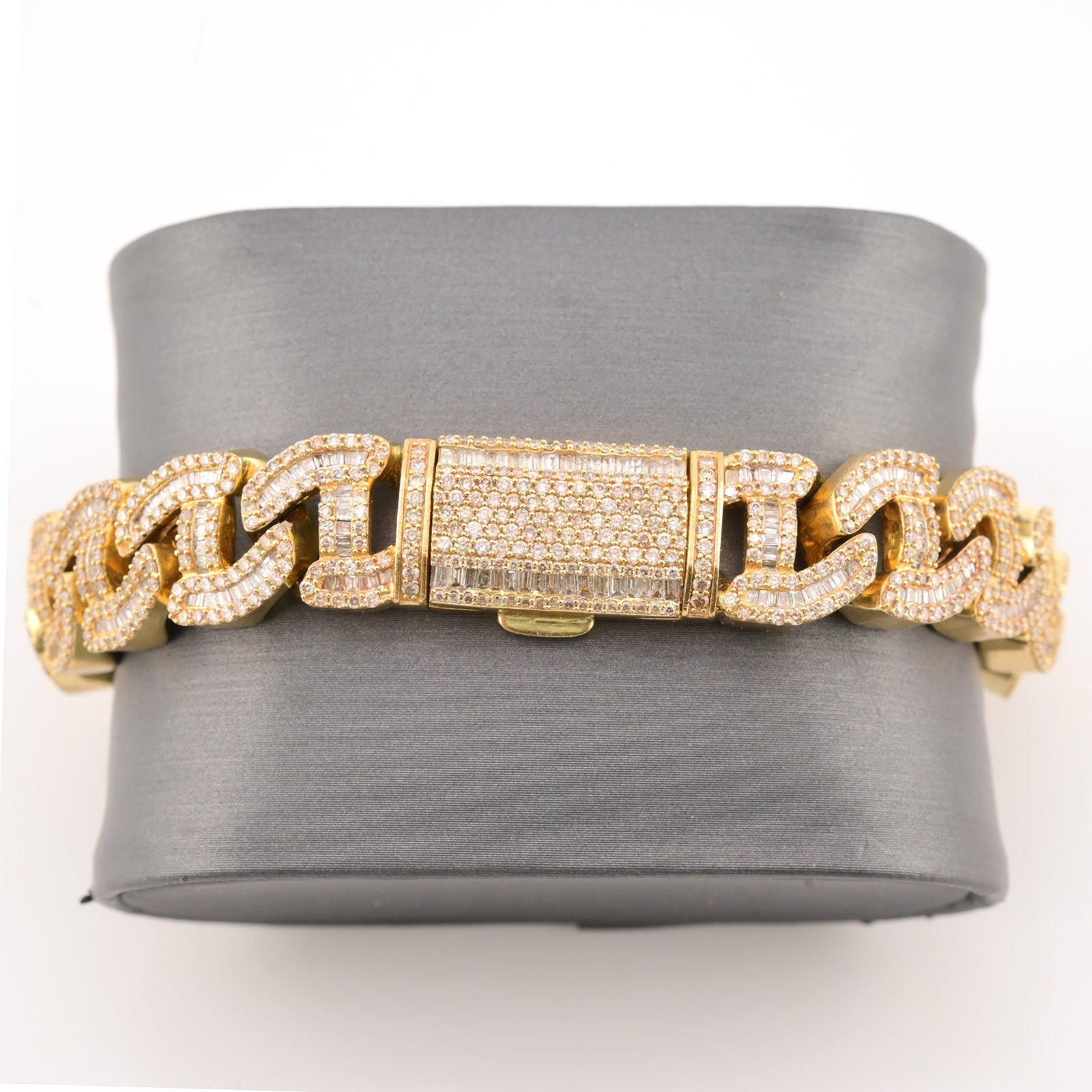 12MM 10k Yellow Gold 10.5CTW Pure Diamond 58.8g Miami Style Cuban 8.5In Bracelet