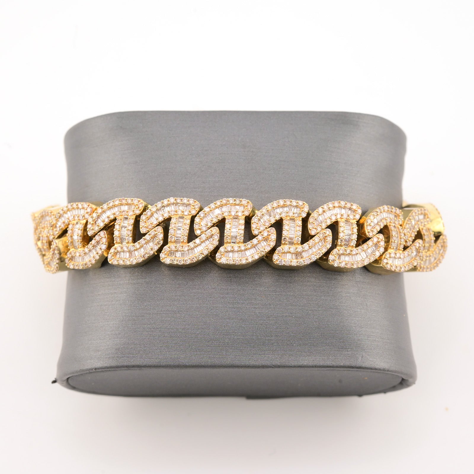 12MM 10k Yellow Gold 10.5CTW Pure Diamond 58.8g Miami Style Cuban 8.5In Bracelet