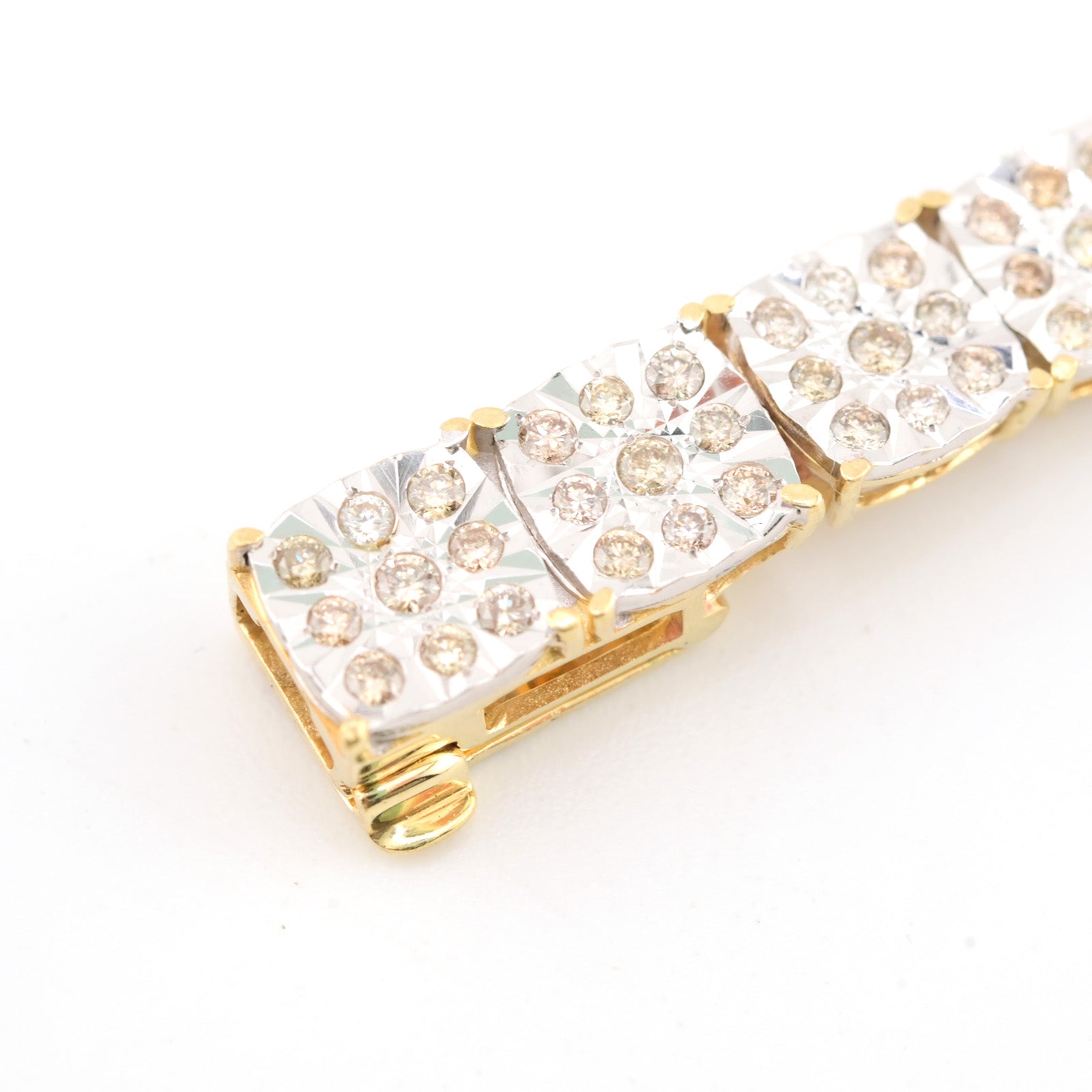 6MM 10k Yellow Gold 4CTW Pure Diamond Bracelet Square Fanouk 13.2gms Links 8Inch