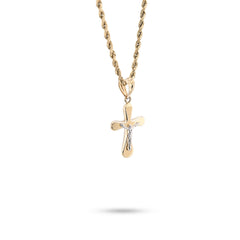 1/10th 10k Gold Bonded 925 Two Tone Cross Crucifix Pendant 0.9gms Unisex Charm