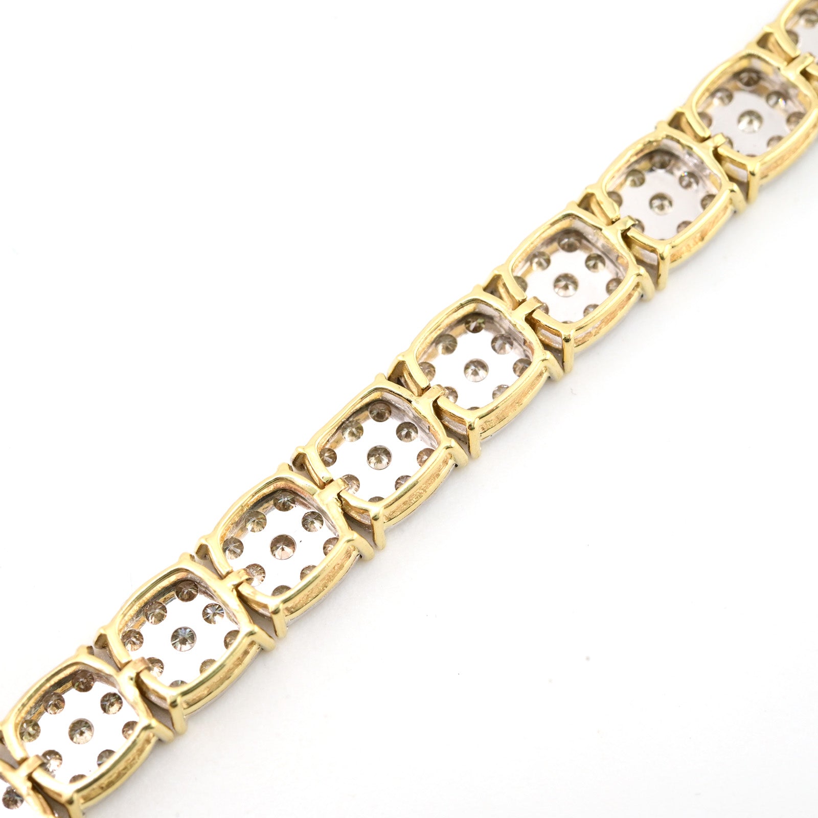 6MM 10k Yellow Gold 4CTW Pure Diamond Bracelet Square Fanouk 13.2gms Links 8Inch