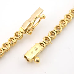 3MM 10k Yellow Gold 9CTW Diamond Tennis Solitaire Chain 29.4g 23 Inches Necklace