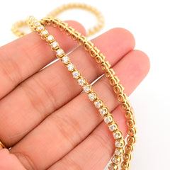 2MM 10k Yellow Gold 9CTW Natural Diamond Tennis Chain 29.4g Solitaire Necklace