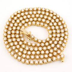 3MM 10k Yellow Gold 9CTW Diamond Tennis Solitaire Chain 29.4g 23 Inches Necklace