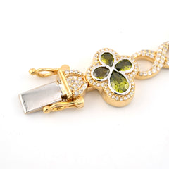 10k Yellow Gold 2.8CTW Diamond Cross Clover Infinity Gem Bracelet 27.6g 8 Inch