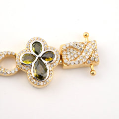 10k Yellow Gold 2.8CTW Diamond Cross Clover Infinity Gem Bracelet 27.6g 8 Inch