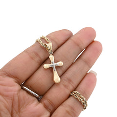 Two Tone 1/10th 10k Gold Bonded 925 Puffy Cross Pendant 0.8gms Religious Charm