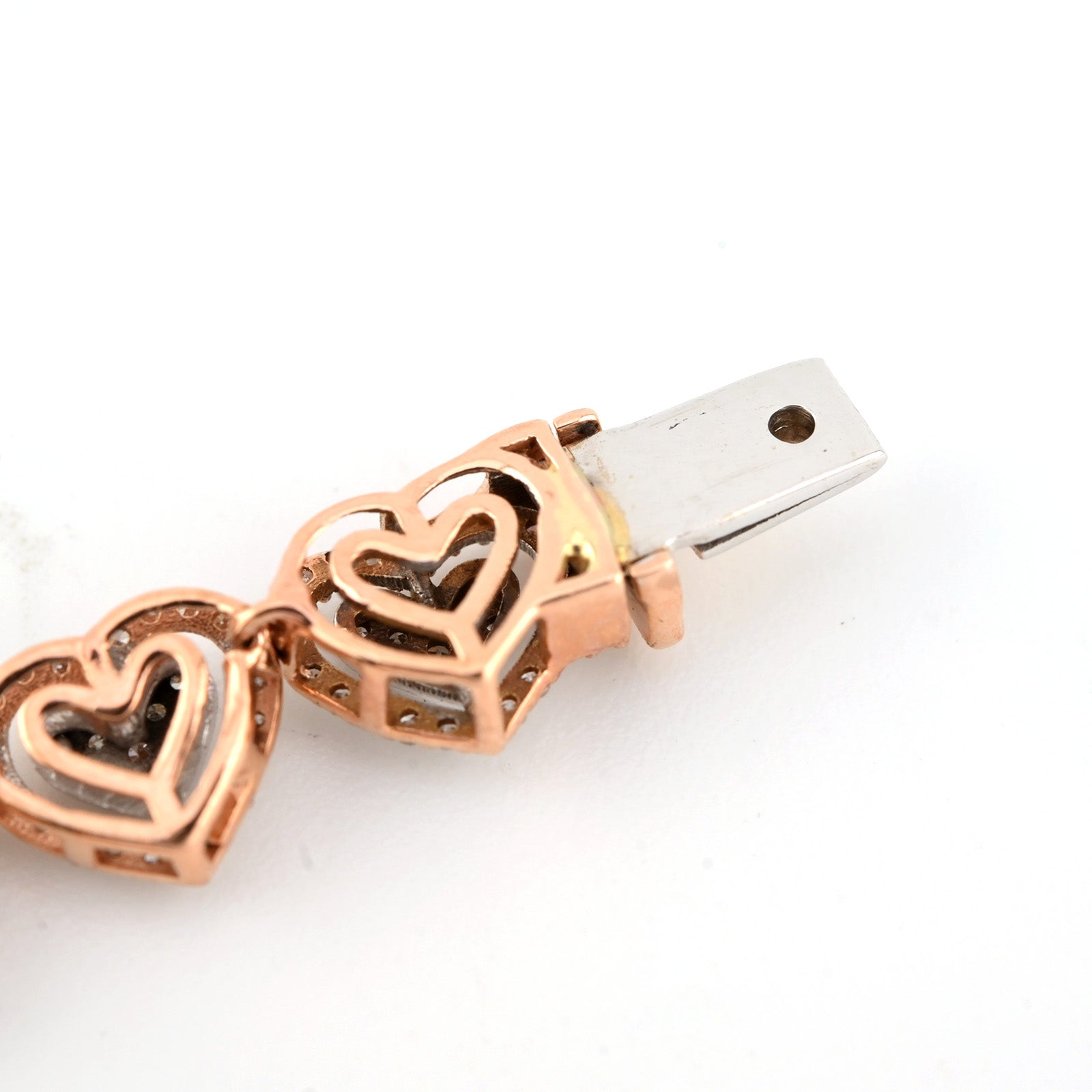 9.4gms 10k Rose Gold 2.1CTW Natural Diamond 7In Heart Tennis Bracelet For Womens