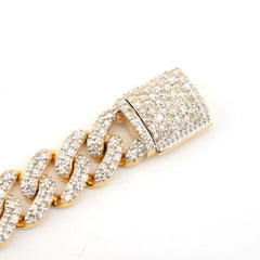 10k Yellow Gold Men 3.7CTW Natural Diamond Cuban Bracelet 16.4g 8 Inch Armlet