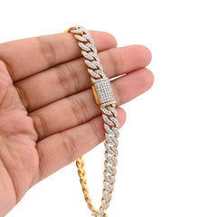 8MM 10k Yellow Gold 25.8gms 4.6CTW Natural Diamond Cuban Mens Bracelet 8 Inches