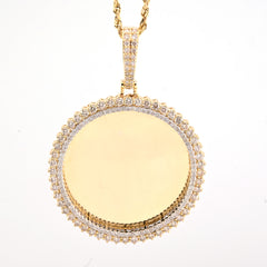 10k Yellow Gold 3CT Natural Diamond Picture Charm Pendant 12.7g Memorial Charm