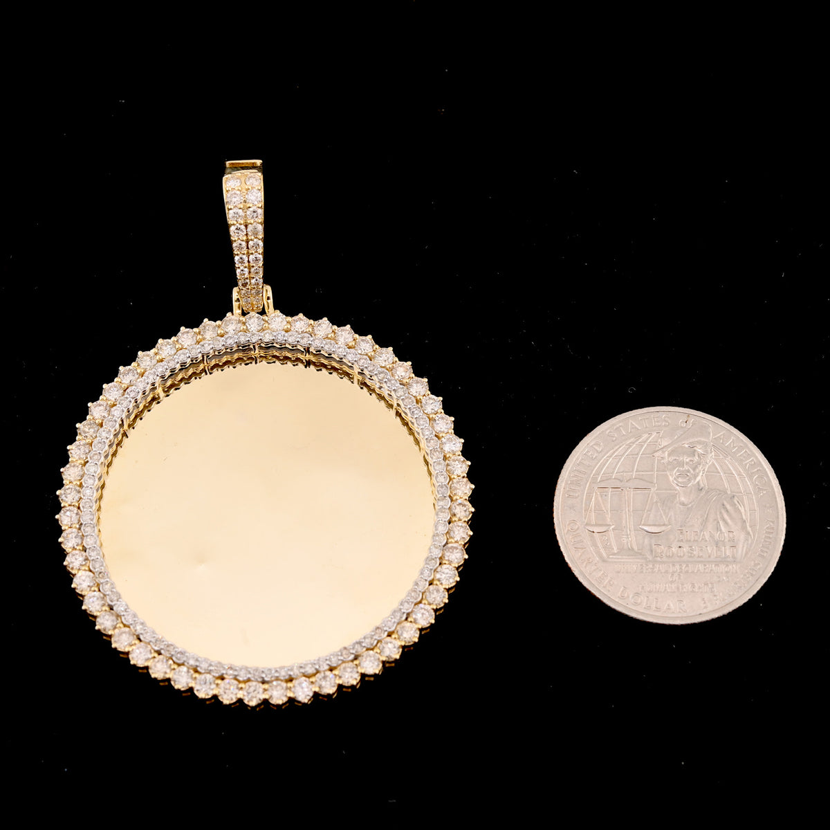 10k Yellow Gold 3CT Natural Diamond Picture Charm Pendant 12.7g Memorial Charm