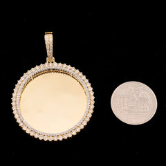 10k Yellow Gold 3CT Natural Diamond Picture Charm Pendant 12.7g Memorial Charm