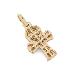 10k Two Tone Gold 0.88CTW Natural Diamond Egyptian Ankh Cross Pendant 5.1g Charm