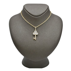 10k Yellow Gold 0.9CTW Natural Round Diamond Key Shape Pendant 2.9g Charm