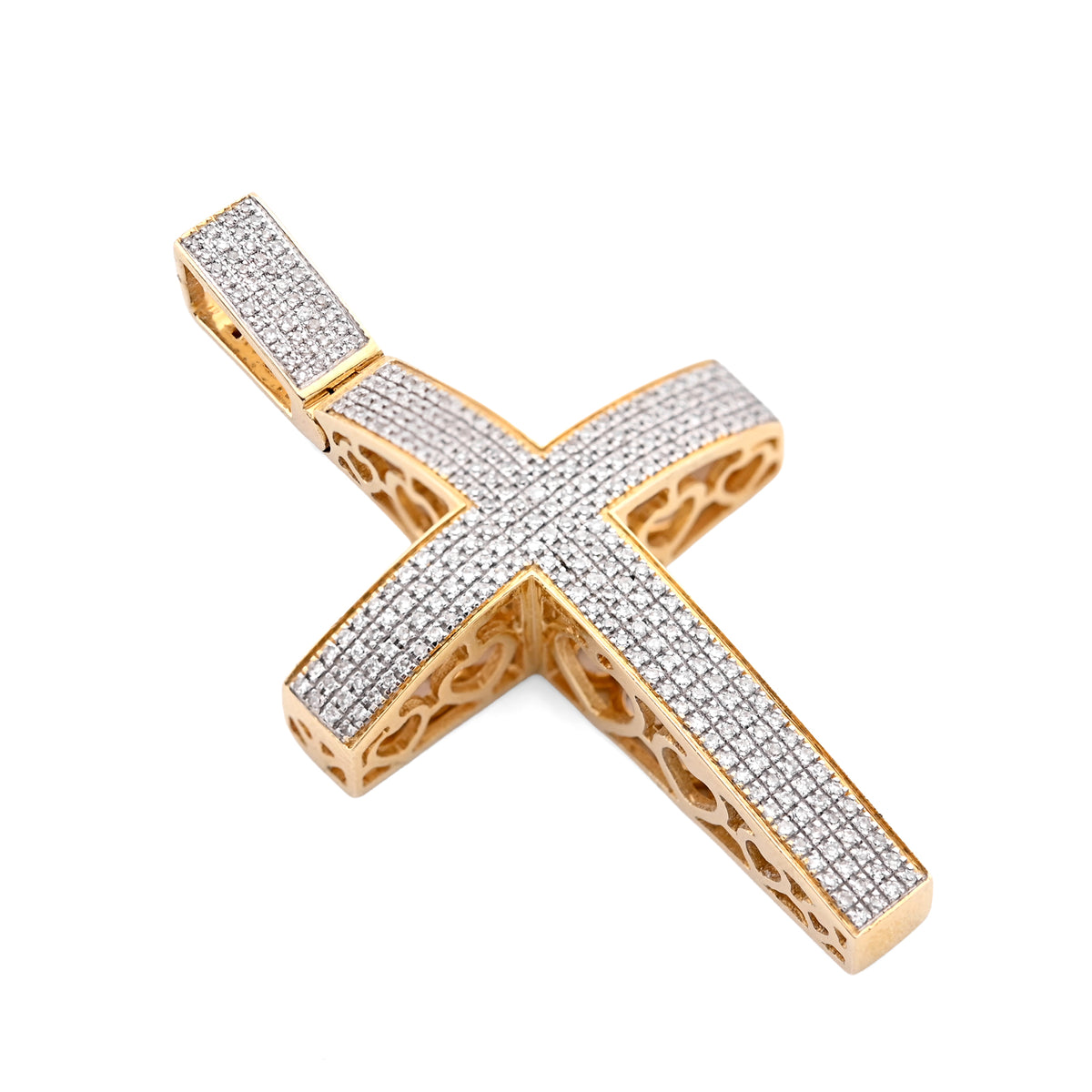 10k Yellow Gold 0.5CTW Natural Diamond Unisex Cross Pendant 6.3g Religious Charm