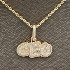 10k Yellow Gold 1.05CTW Natural Round Diamond "CEO" Pendant 4.2g Classic Charm