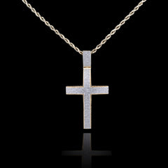 10k Yellow Gold 0.5CTW Natural Diamond Unisex Cross Pendant 6.3g Religious Charm