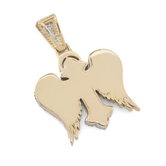 10k Two Tone Gold 4.3CTW Natural Diamond 3D Angel Wings Cross Pendant 21g Charm