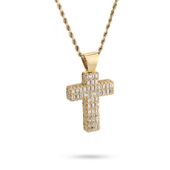 10k Yellow Gold 3.5CTW Natural Round/Baguette Diamond Cross Pendant 12.3g Charm