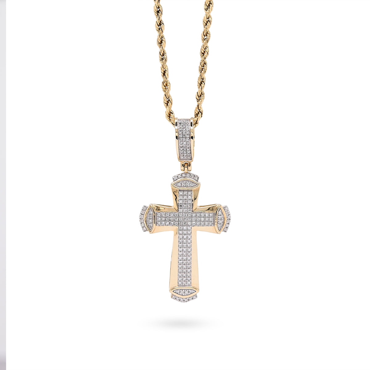 10k Yellow Gold 0.35 CTW Natural Diamond Cross Pendant 4.5g Religious Mens Charm