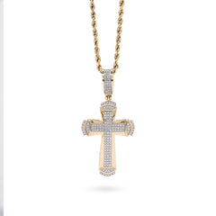 10k Yellow Gold 0.35 CTW Natural Diamond Cross Pendant 4.5g Religious Mens Charm