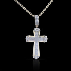 10k Yellow Gold 0.35 CTW Natural Diamond Cross Pendant 4.5g Religious Mens Charm