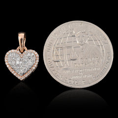 10k Rose Gold 0.28CTW Natural Round & Baguette Diamond Heart Pendant 2.1g Charm
