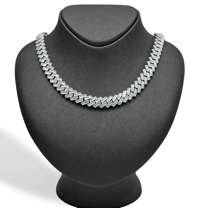 12MM 10k White Gold 16-5/8CTW Diamond Cuban Mens Necklace 165gms 22Inch Chain