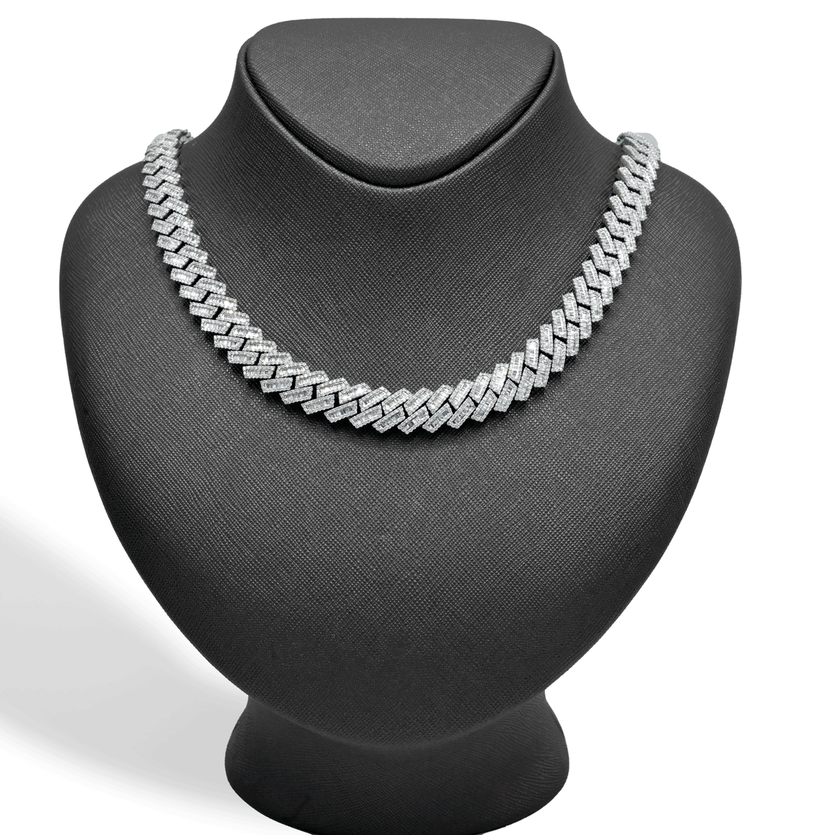 12MM 10k White Gold 16-5/8CTW Diamond Cuban Mens Necklace 165gms 22Inch Chain