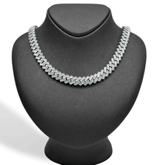 12MM 10k White Gold 16-5/8CTW Diamond Cuban Mens Necklace 165gms 22Inch Chain