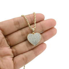 Real 10k Yellow Gold 0.45CTW Natural Diamond Heart Pendant 3.5g Womens Charm