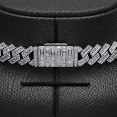 12MM 10k White Gold 16-5/8CTW Diamond Cuban Mens Necklace 165gms 22Inch Chain