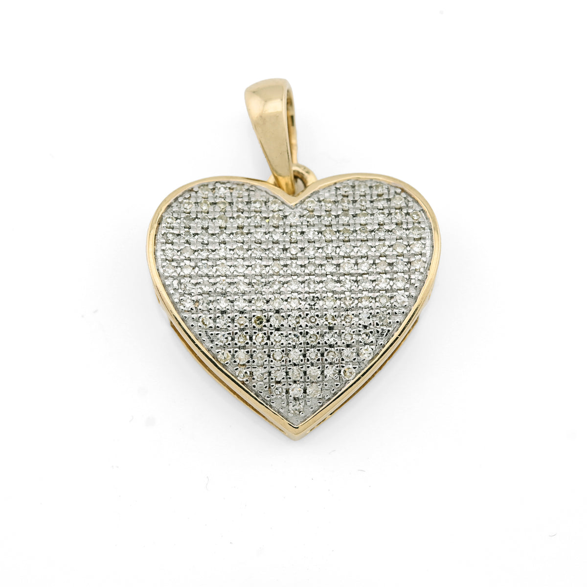 Real 10k Yellow Gold 0.45CTW Natural Diamond Heart Pendant 3.5g Womens Charm