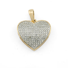 Real 10k Yellow Gold 0.45CTW Natural Diamond Heart Pendant 3.5g Womens Charm